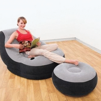 Intex PVC (Polyvinyl Chloride) 1 Seater Inflatable Sofa  (Color - Grey, Black)