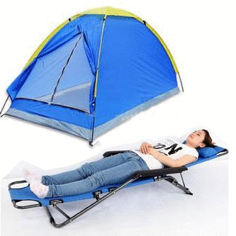 OUTDOOR CAMPING TWO PERSON FOLDING TENT & EASY FOLDING COMFORT RECLINING CHAIR - C17
