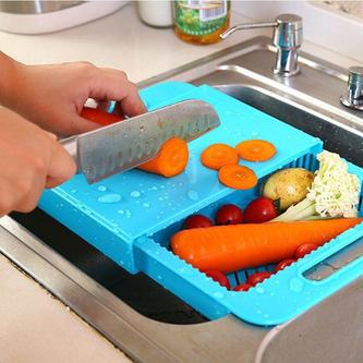  3 IN 1 KITCHEN SINK CUTTING BOARD WITH DRAIN BASKET SHELF - K399h